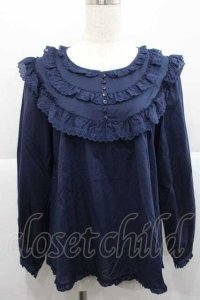 PINK HOUSE / 綿レース使いブラウス  ネイビー I-25-12-09-013-LO-BL-SA-ZI