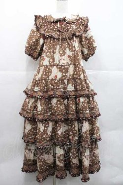 画像4: PINK HOUSE / バラ園うさぎプリントパッチワークワンピース  ブラウン I-25-12-09-060-LO-OP-SA-ZI