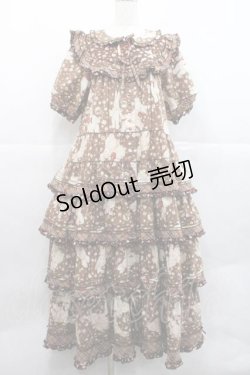 画像4: PINK HOUSE / バラ園うさぎプリントパッチワークワンピース  ブラウン I-25-12-09-060-LO-OP-SA-ZI