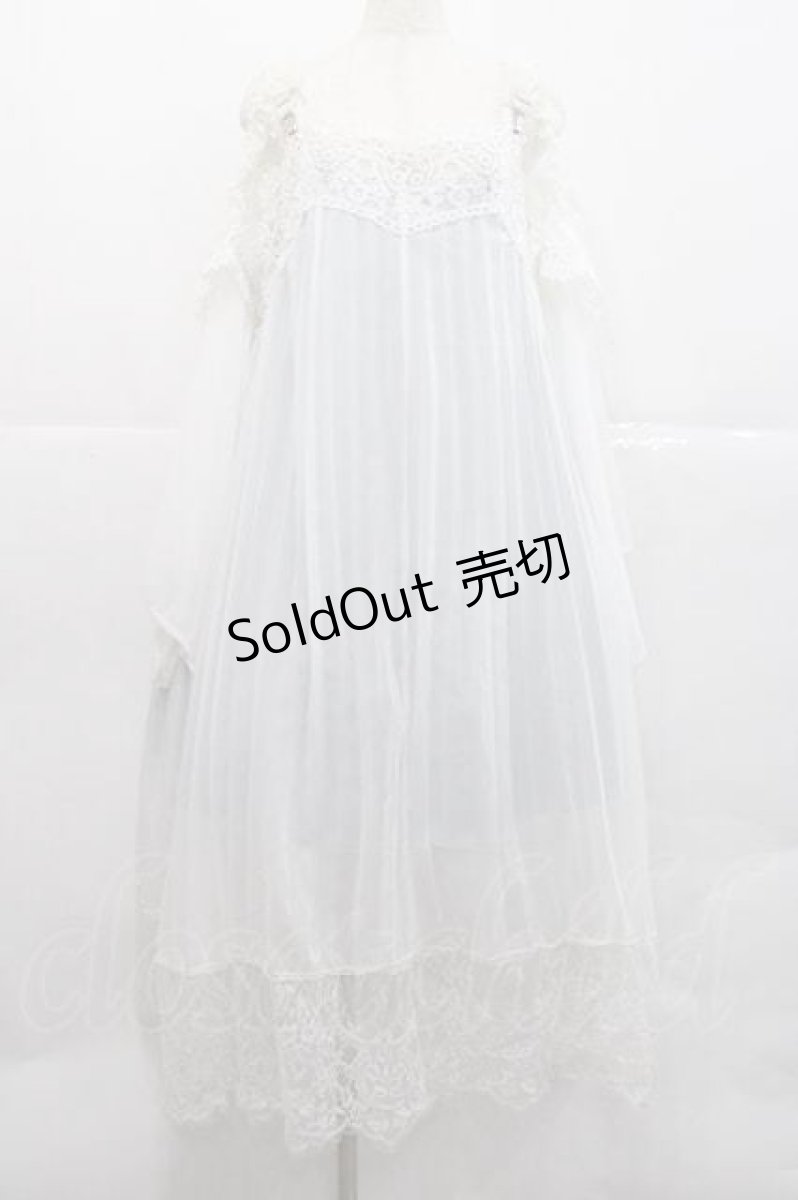 画像1: MR corset / シフォンプリーツワンピース  白Ｘサックス I-25-12-09-061-PU-OP-SA-ZI (1)