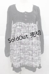 ALGONQUINS / チェック総柄切替ワンピース  黒Ｘチェック I-25-12-09-062-AL-OP-SA-ZI