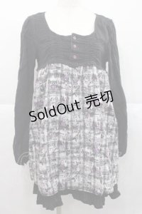 ALGONQUINS / チェック総柄切替ワンピース  黒Ｘチェック I-25-12-09-062-AL-OP-SA-ZI