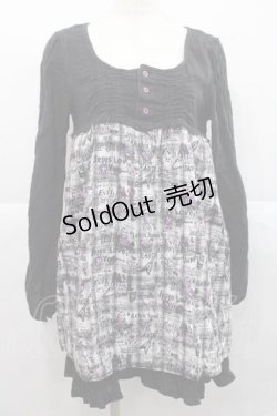 画像1: ALGONQUINS / チェック総柄切替ワンピース  黒Ｘチェック I-25-12-09-062-AL-OP-SA-ZI