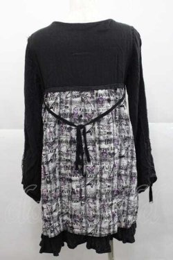 画像2: ALGONQUINS / チェック総柄切替ワンピース  黒Ｘチェック I-25-12-09-062-AL-OP-SA-ZI