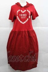 PINK HOUSE / ハートプリントフードワンピース  レッド I-25-12-09-066-LO-OP-SA-ZI