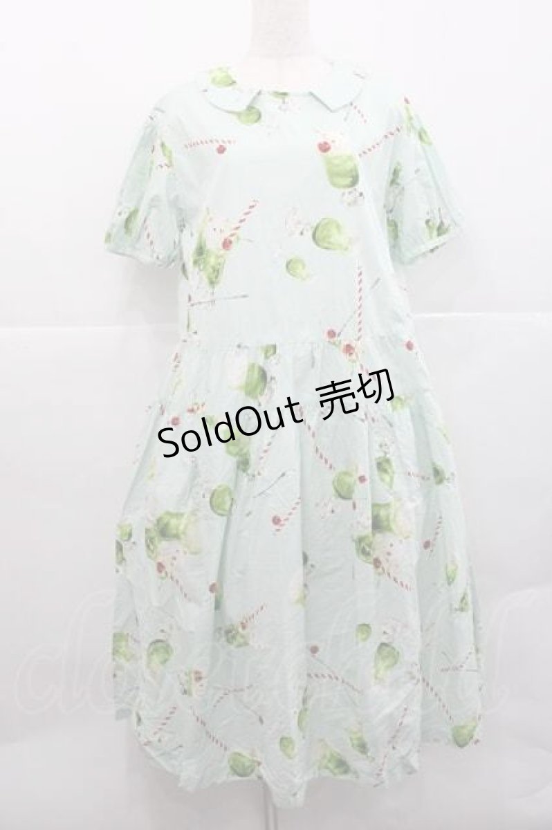 画像1: PINK HOUSE / クリームソーダプリントミディワンピース  アイスグリーン I-25-12-09-067-LO-OP-SA-ZT1227K (1)