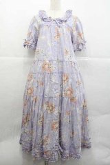 PINK HOUSE / 桜Teddyプリントワンピース  ラベンダー I-25-12-09-069-LO-OP-SA-ZI