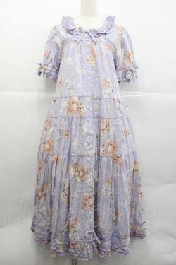 画像1: PINK HOUSE / 桜Teddyプリントワンピース  ラベンダー I-25-12-09-069-LO-OP-SA-ZI