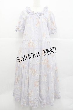 画像1: PINK HOUSE / 桜Teddyプリントワンピース  ラベンダー I-25-12-09-069-LO-OP-SA-ZI