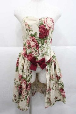 画像1: Millefleurs / バスクオーバーコルセットスカート(ローズ&リボン)  アイボリーＸボルドー I-25-12-09-070-EL-SK-SA-ZI