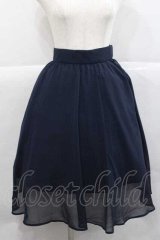 F i.n.t / ラインゴムベルト付きシアースカート  ネイビー I-25-12-09-074-CA-SK-SA-ZI