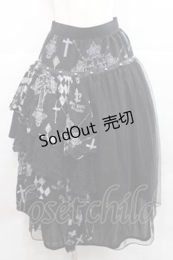 画像1: SEX POT ReVeNGe / チュール&後ろ段フリルスカート  黒Ｘグレー I-25-12-09-080-SP-SK-SA-ZI