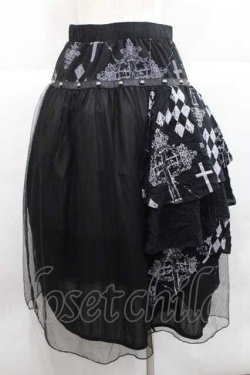 画像2: SEX POT ReVeNGe / チュール&後ろ段フリルスカート  黒Ｘグレー I-25-12-09-080-SP-SK-SA-ZI