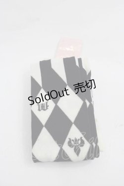 画像2: metamorphose / ダイヤストライプオーバーニー  黒Ｘオフ白 I-25-12-09-125-ME-ZA-SA-ZI