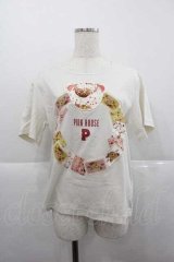 PINK HOUSE / Flower Picnicプリントアップリケカットソー  アイボリー I-25-12-09-005-LO-TS-SA-ZI