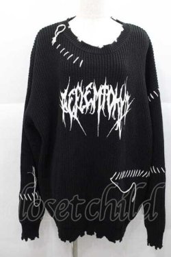 画像1: REFLEM / ハンドステッチニットトップス  黒Ｘ白 I-25-12-09-027-PU-TO-SA-ZI