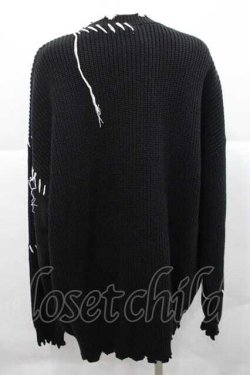 画像2: REFLEM / ハンドステッチニットトップス  黒Ｘ白 I-25-12-09-027-PU-TO-SA-ZI