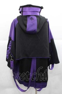 画像2: REFLEM / サイバー切り替えボリュームネック半袖ジャージパーカー  黒Ｘ紫 I-25-12-09-028-PU-TO-SA-ZI