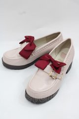 Amavel / グログランリボン付きローファーパンプス  ピンクＸボルドー I-25-12-13-001-CA-SH-SA-ZI