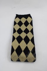 BABY,THE STARS SHINE BRIGHT / ON ダイヤ柄オーバーニー  黒Ｘゴールド I-25-12-13-004-BA-ZA-SA-ZI