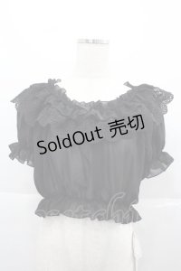 lolitimes（海外ロリータブランド） / 半袖シースルートップス  黒 I-25-12-13-045-LO-TO-SA-ZI