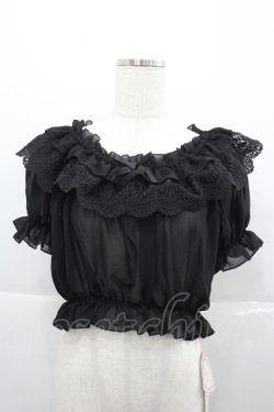 画像1: lolitimes（海外ロリータブランド） / 半袖シースルートップス  黒 I-25-12-13-045-LO-TO-SA-ZI