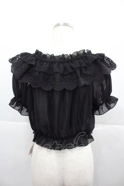 画像2: lolitimes（海外ロリータブランド） / 半袖シースルートップス  黒 I-25-12-13-045-LO-TO-SA-ZI