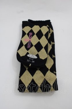 画像2: BABY,THE STARS SHINE BRIGHT / ON ダイヤ柄オーバーニー  黒Ｘゴールド I-25-12-13-004-BA-ZA-SA-ZI