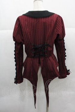 画像2: Chalmiere / ストライプレースアップジャケット M ワイン I-25-12-13-056-LO-JA-SA-ZI