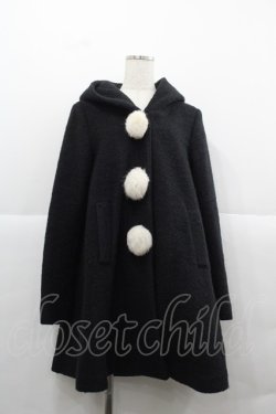 画像1: Ank Rouge / ファーポンポンフードコート  黒Ｘ白 I-25-12-13-057-CA-CO-SA-ZI