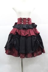 Chalmiere / ストライプフリルスカート  ボルドーＸ黒 I-25-12-13-061-LO-SK-SA-ZI