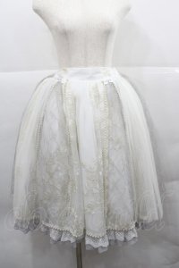 NINEODES（海外ロリィタ） / チュール&パール重ねボリュームスカート  白ＸシルバーＸゴールド I-25-12-13-066-LO-SK-SA-ZI