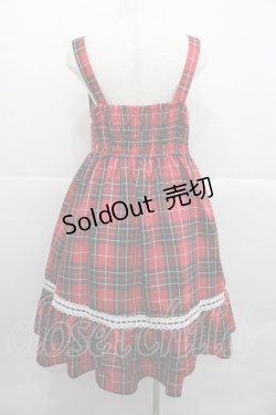 画像2: Eri Aino's collaboration / アカCHKリボンレースジャンパースカート L 赤チェック I-25-12-13-072-LO-OP-SA-ZI