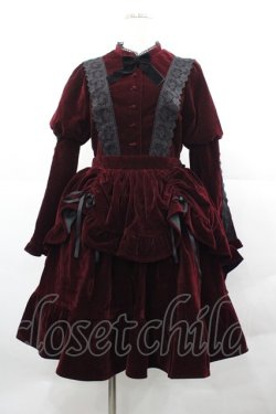 画像1: axes femme kawaii / ベルベットドールワンピース  ボルドー I-25-12-13-081-AX-OP-SA-ZI