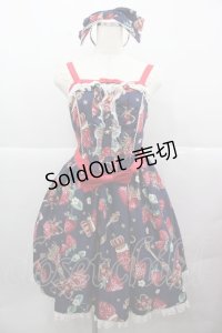 Angelic Pretty / Royal Crown Berry SpecialジャンパースカートSet  ネイビー I-25-12-13-087-AP-OP-SA-ZI