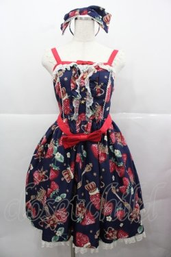 画像1: Angelic Pretty / Royal Crown Berry SpecialジャンパースカートSet  ネイビー I-25-12-13-087-AP-OP-SA-ZI