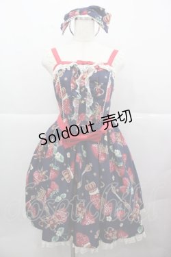 画像1: Angelic Pretty / Royal Crown Berry SpecialジャンパースカートSet  ネイビー I-25-12-13-087-AP-OP-SA-ZI