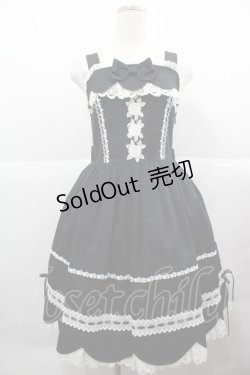 画像1: BABY,THE STARS SHINE BRIGHT / リボンスカラップジャンパースカート  黒Ｘ白 I-25-12-13-091-BA-OP-SA-ZI