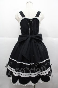 画像2: BABY,THE STARS SHINE BRIGHT / リボンスカラップジャンパースカート  黒Ｘ白 I-25-12-13-091-BA-OP-SA-ZI