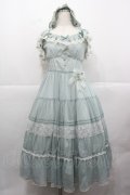 Chris house lolita(海外ロリータブランド) / ラメストライプ&レースジャンパースカート M ミント I-25-12-13-098-LO-OP-SA-ZI