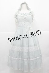 Chris house lolita(海外ロリータブランド) / ラメストライプ&レースジャンパースカート M ミント I-25-12-13-098-LO-OP-SA-ZI