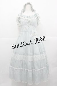 Chris house lolita(海外ロリータブランド) / ラメストライプ&レースジャンパースカート M ミント I-25-12-13-098-LO-OP-SA-ZI