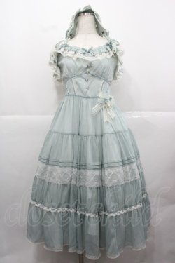 画像1: Chris house lolita(海外ロリータブランド) / ラメストライプ&レースジャンパースカート M ミント I-25-12-13-098-LO-OP-SA-ZI