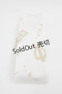 BABY,THE STARS SHINE BRIGHT / 天体のHarmonia 天使の如く歌う星界の旋律 柄オーバーニーソックス  白Ｘゴールド I-25-12-13-010-BA-ZA-SA-ZI
