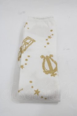 画像1: BABY,THE STARS SHINE BRIGHT / 天体のHarmonia 天使の如く歌う星界の旋律 柄オーバーニーソックス  白Ｘゴールド I-25-12-13-010-BA-ZA-SA-ZI