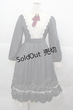 画像1: MISS POINT（海外ロリータブランド） / ストライプ長袖ワンピース  グレーＸ白 I-25-12-13-099-LO-OP-SA-ZI