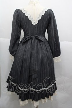 画像2: MISS POINT（海外ロリータブランド） / ストライプ長袖ワンピース  グレーＸ白 I-25-12-13-099-LO-OP-SA-ZI