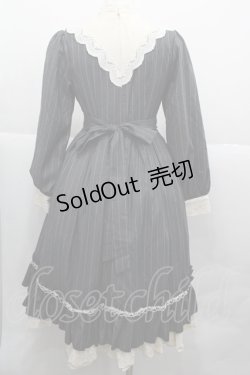 画像2: MISS POINT（海外ロリータブランド） / ストライプ長袖ワンピース  グレーＸ白 I-25-12-13-099-LO-OP-SA-ZI