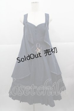 画像1: Lingxi(海外ロリータブランド) / フロント刺繍ケープジャンパースカート S ネイビー I-25-12-13-102-LO-OP-SA-ZI