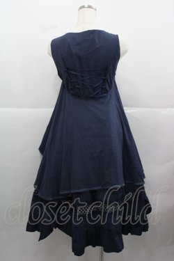 画像2: Lingxi(海外ロリータブランド) / フロント刺繍ケープジャンパースカート S ネイビー I-25-12-13-102-LO-OP-SA-ZI